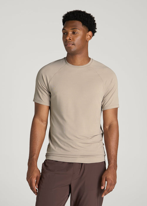 Air Knit Short Sleeves Performance Tshirt for Tall Men in Simply Taupe