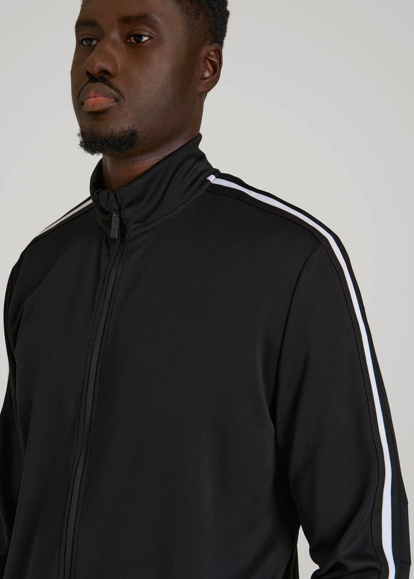 Athletic Stripe Jacket for Tall Men in Black-White Stripe