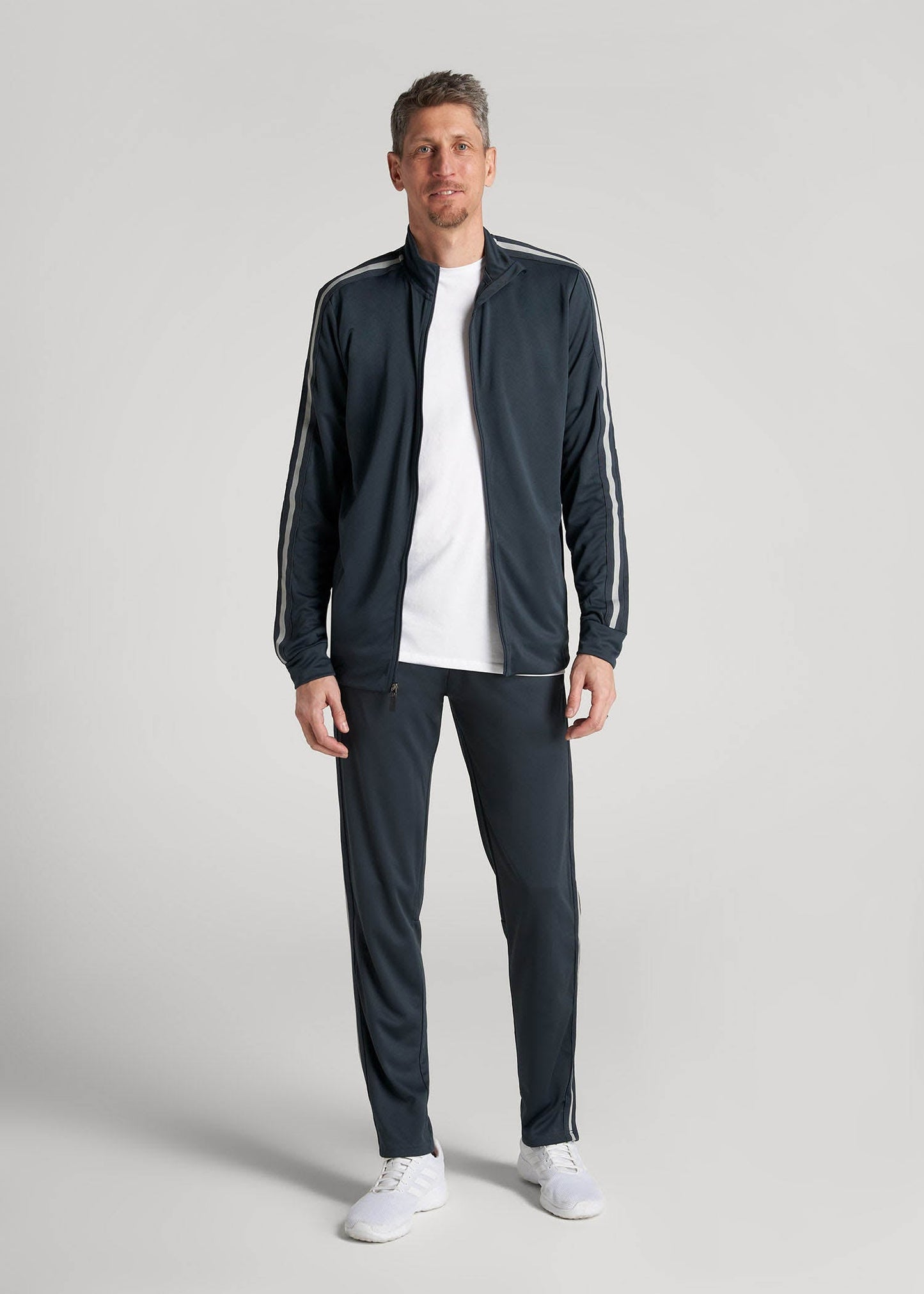 Athletic Stripe Pants for Tall Men in Storm Grey Stripe