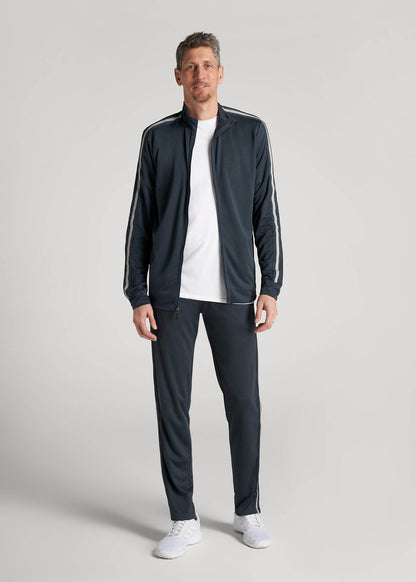 Athletic Stripe Pants for Tall Men in Storm Grey Stripe