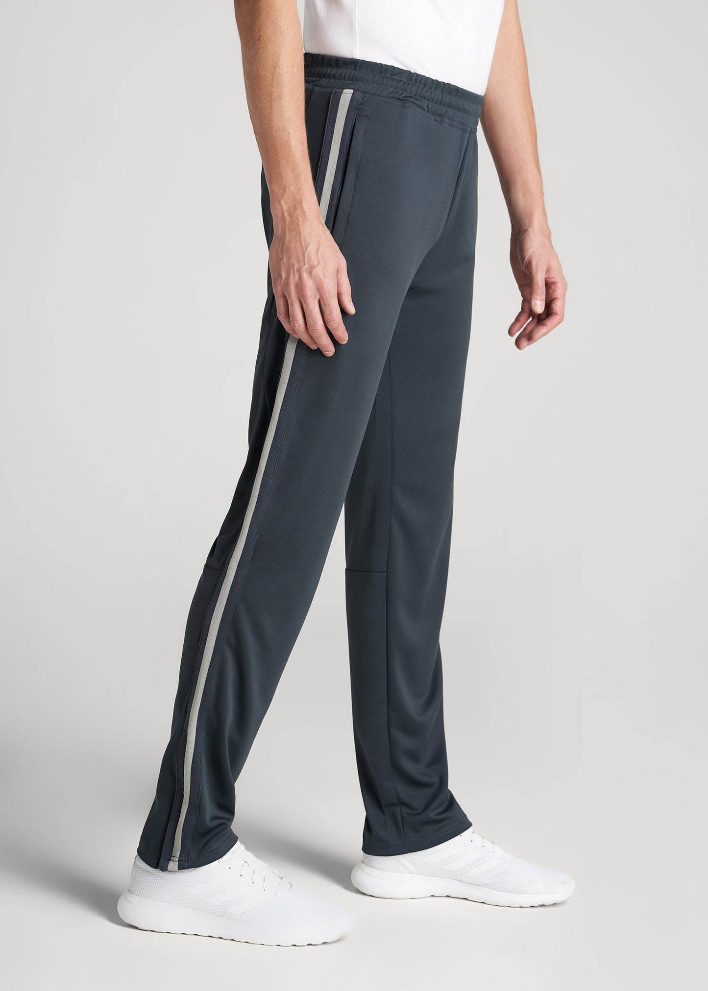 Athletic Stripe Pants for Tall Men in Storm Grey Stripe
