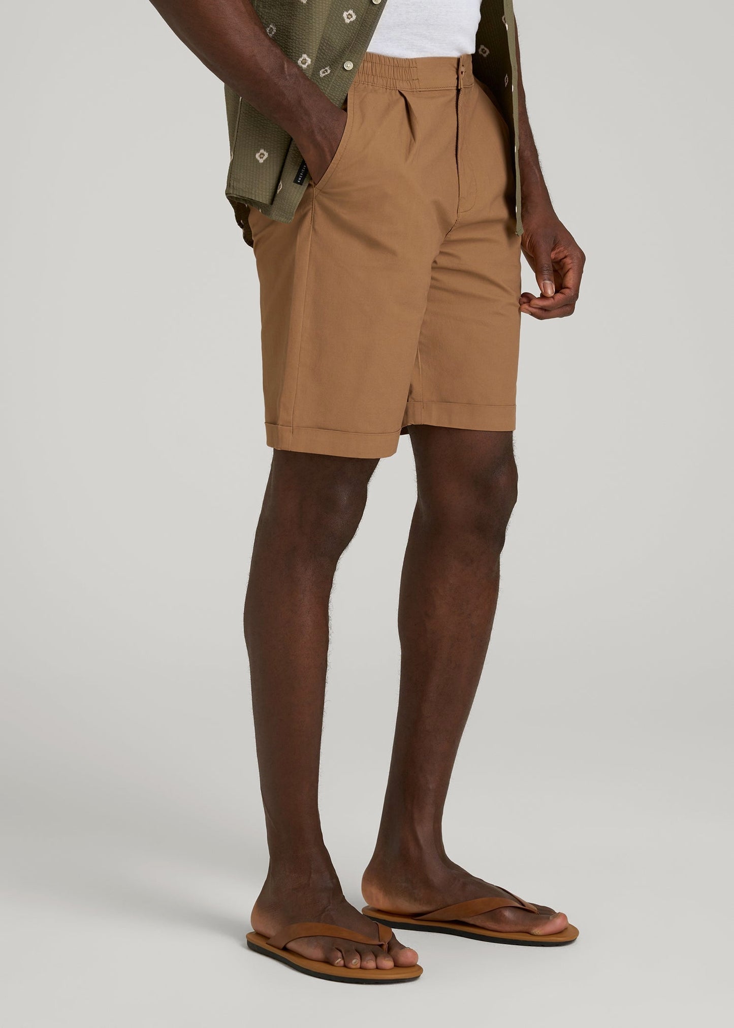 Bermuda Shorts for Tall Men in Russet Brown