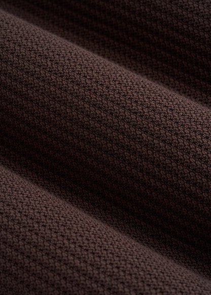 Braided Knit Sweater Polo for Tall Men in Espresso