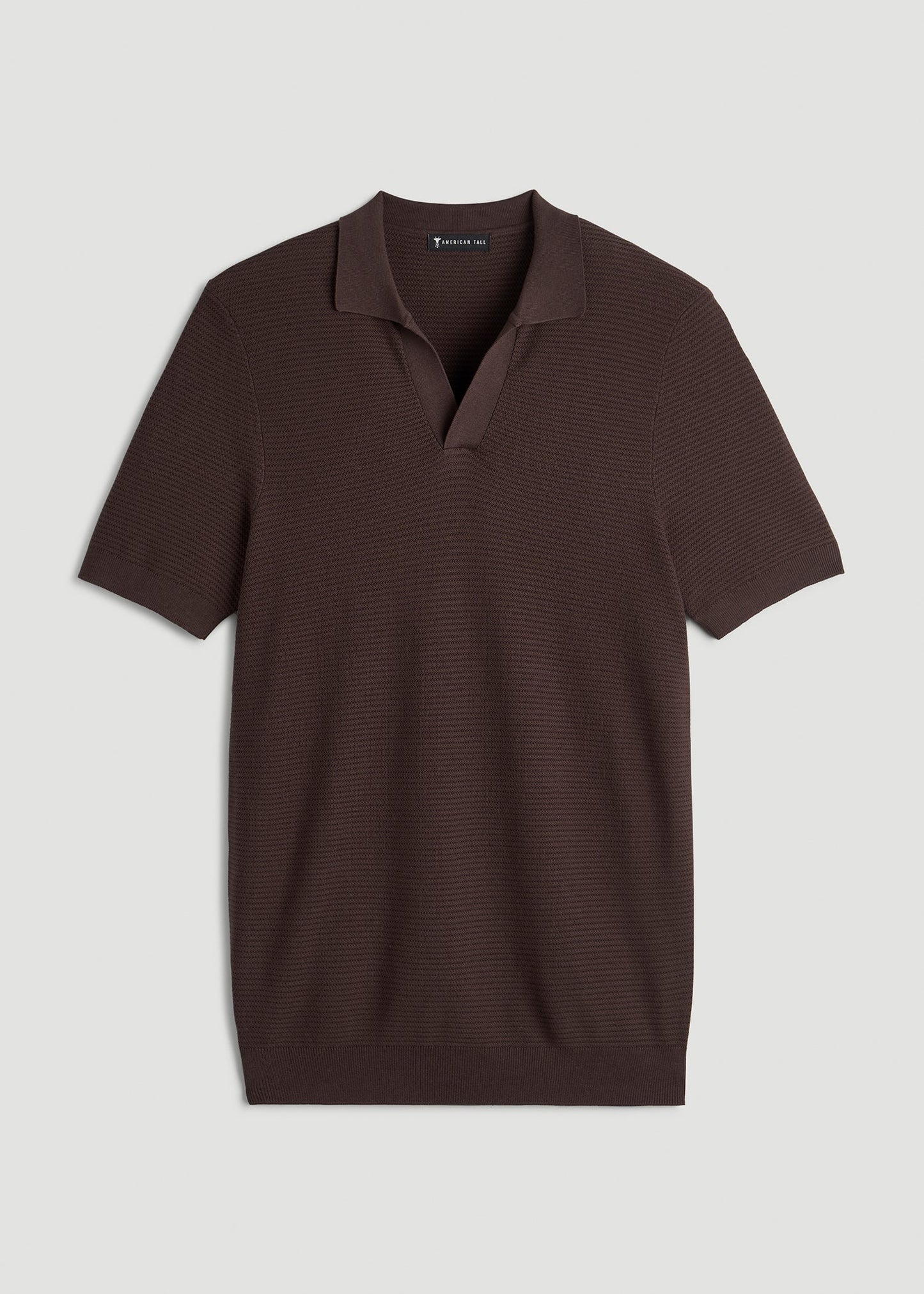 Braided Knit Sweater Polo for Tall Men in Espresso