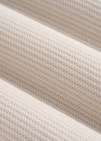 Braided Knit Sweater Polo for Tall Men in White Sand