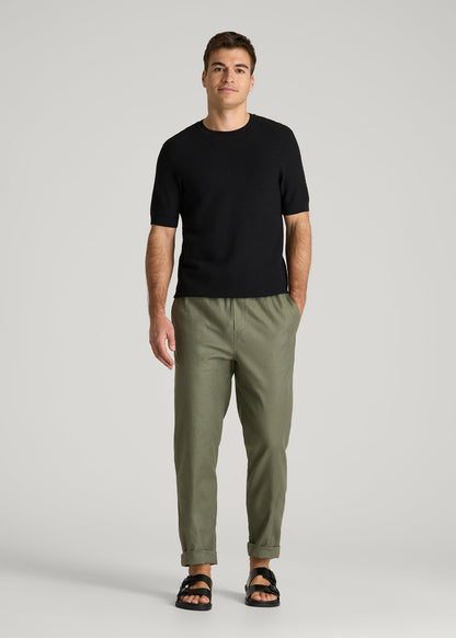 Braided Knit T-Shirt for Tall Men in Black
