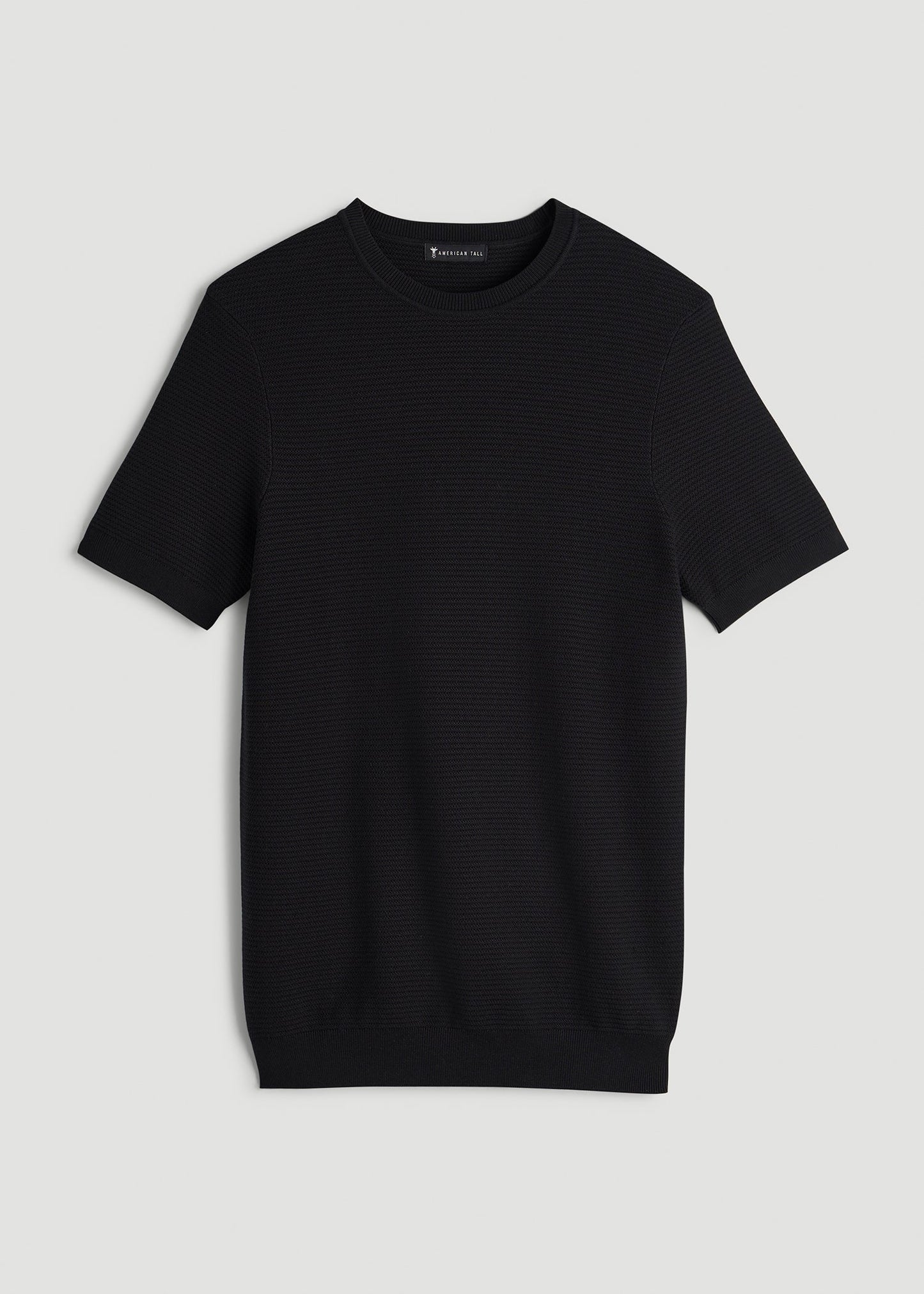 Braided Knit T-Shirt for Tall Men in Black