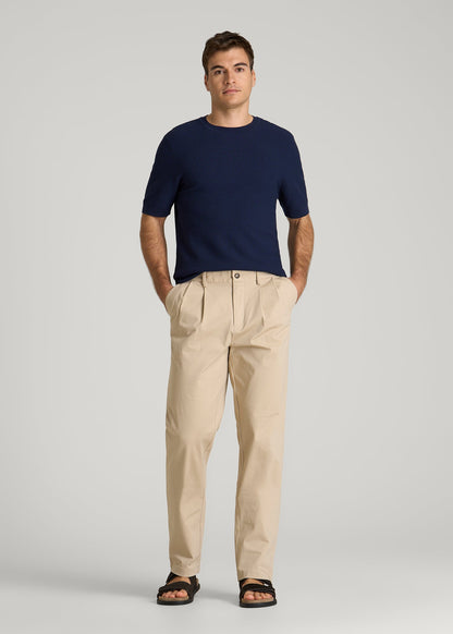 Braided Knit T-Shirt for Tall Men in Navy Blue