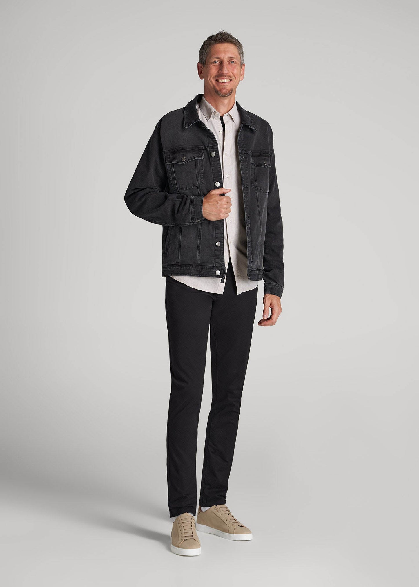 Carman TAPERED Fit Five Pocket Pants for Tall Men in Black