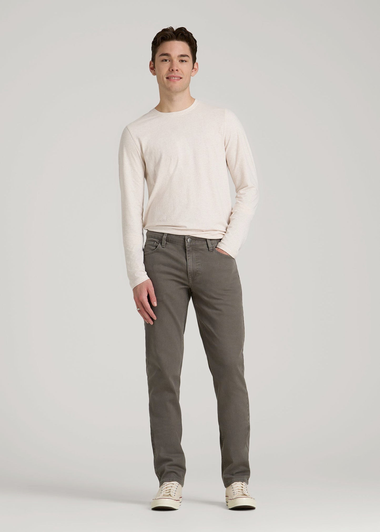 Carman Tapered Fit Colored Jeans for Tall Men in Sage