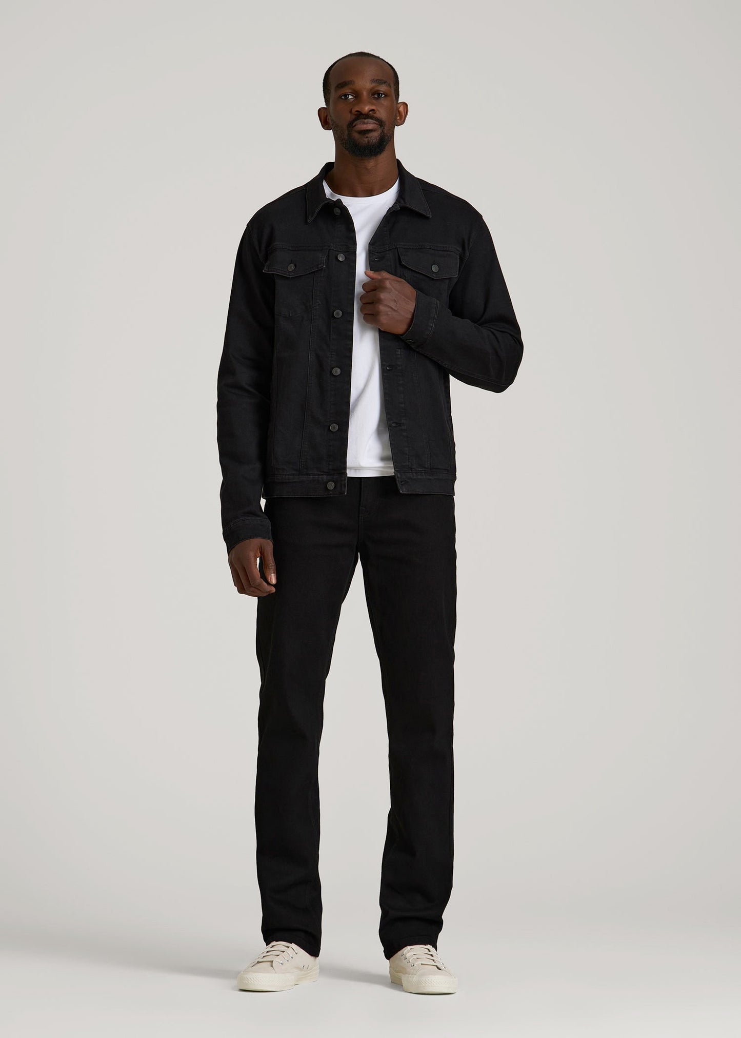 Classic Denim Jacket for Tall Men in Black