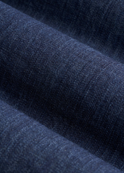 Classic Stretch Denim Shirt for Tall Men in Deep Indigo