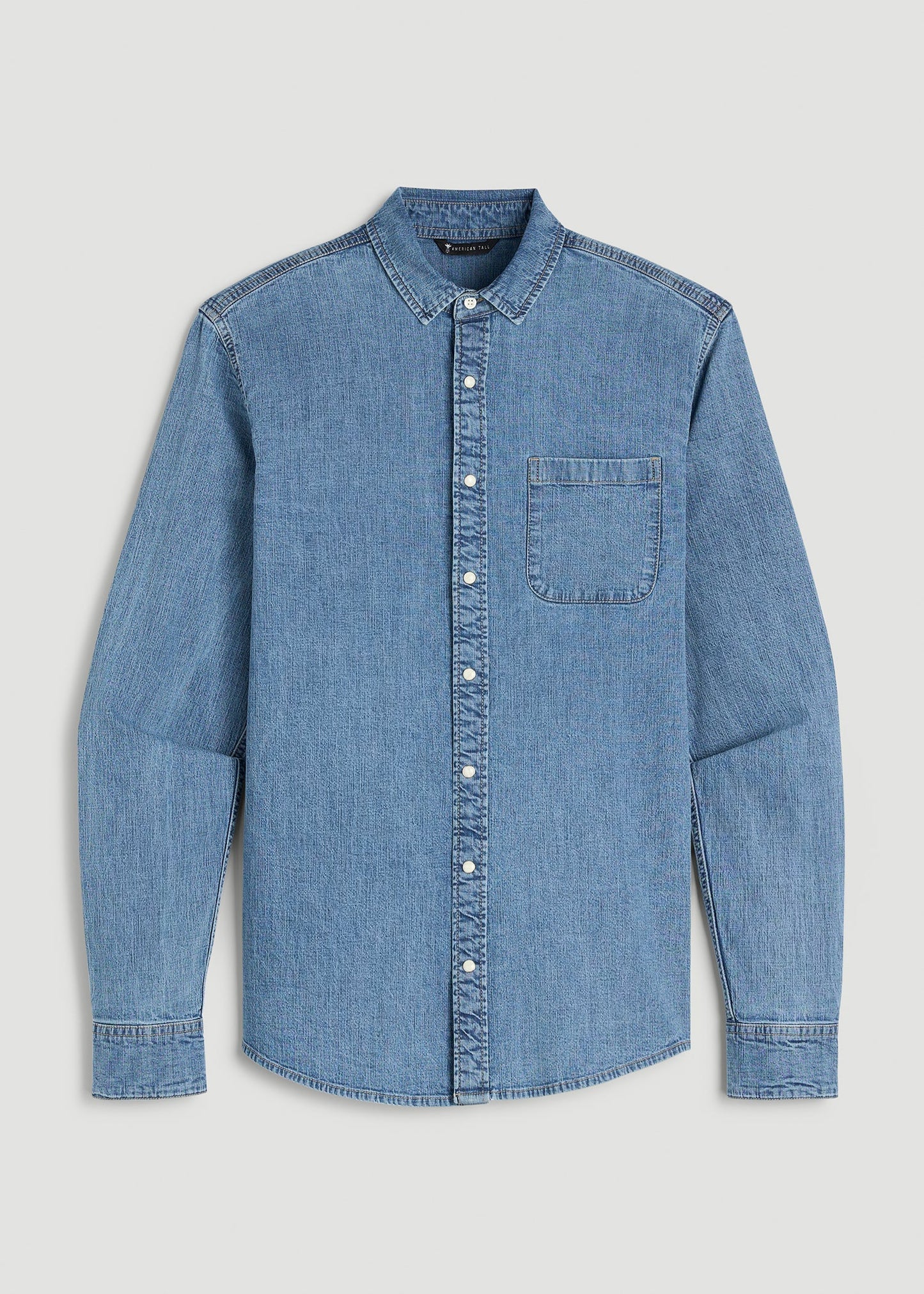 Classic Stretch Denim Shirt for Tall Men in Perfect Blue