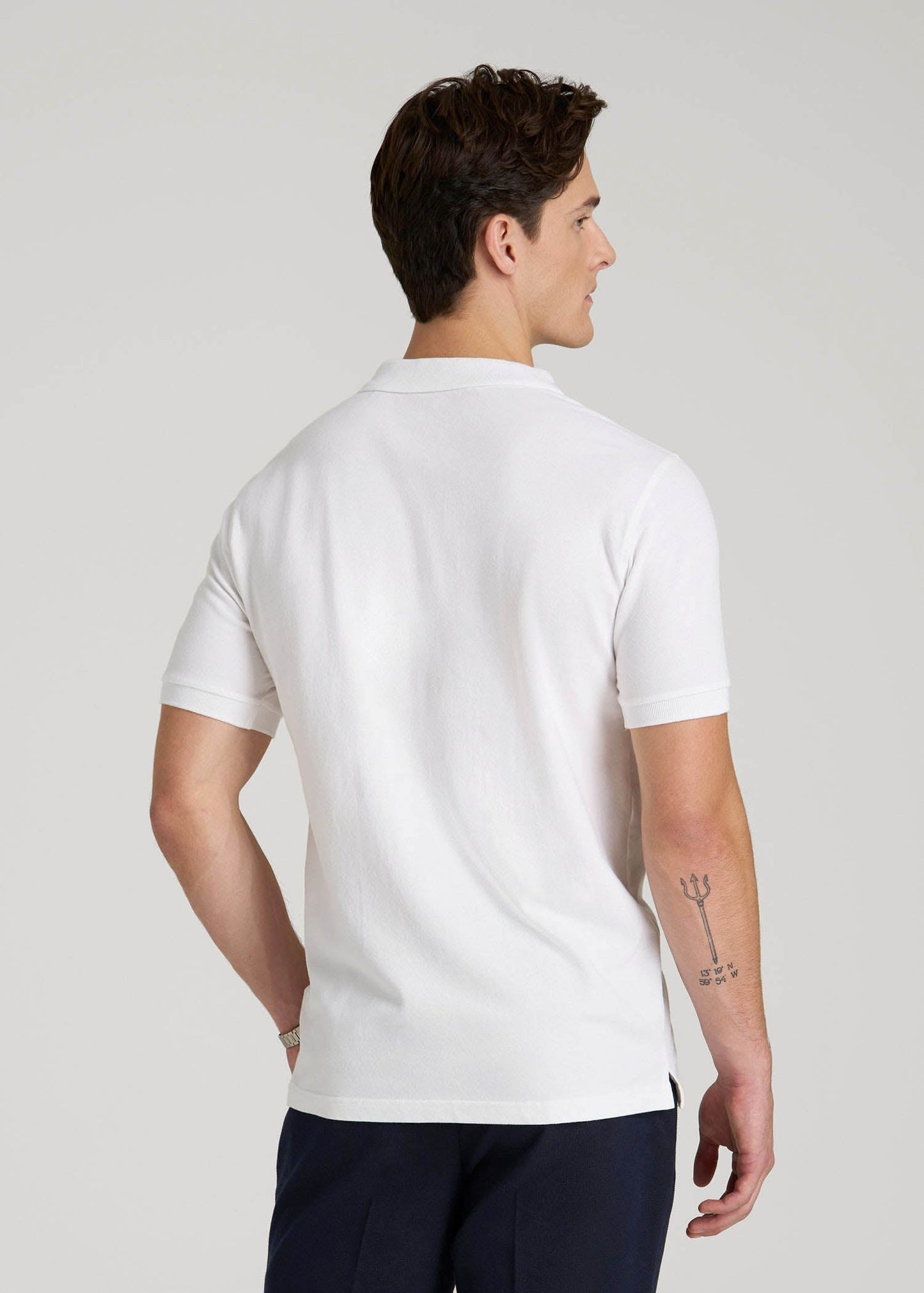Classic Polo with Embroidered Logo for Tall Men in Bright White