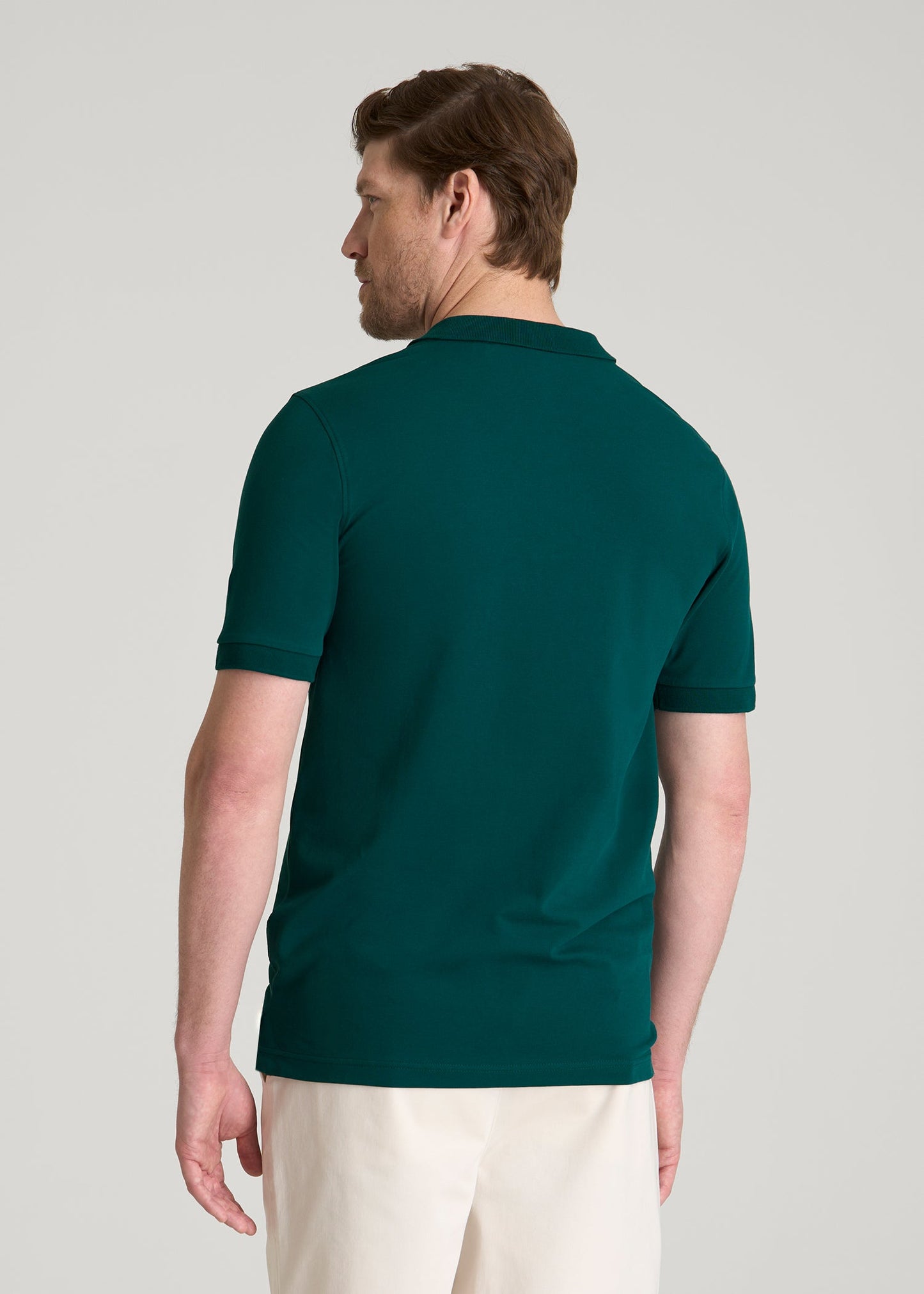 Classic Polo with Embroidered Logo for Tall Men in Deep Teal