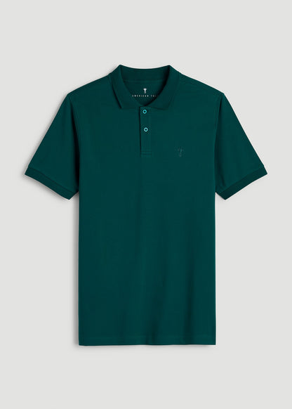 Classic Polo with Embroidered Logo for Tall Men in Deep Teal