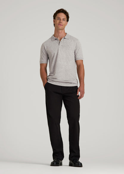 Classic Polo with Embroidered Logo for Tall Men in Heathered Grey