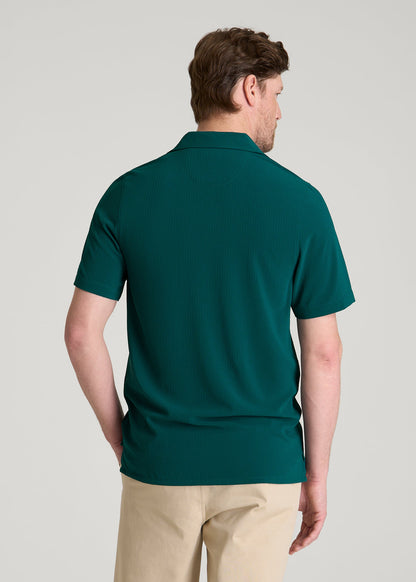 Coastal Perforated Button shirt for Tall Men in Deep Teal