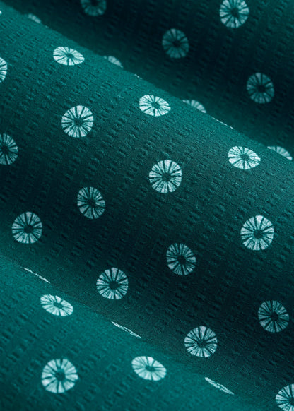 Coastal Perforated Polo for Tall Men in Deep Teal Floral