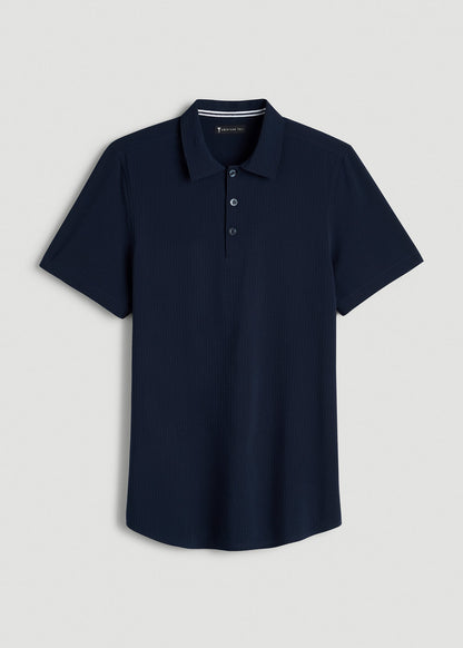 Coastal Perforated Polo for Tall Men in Patriot Blue