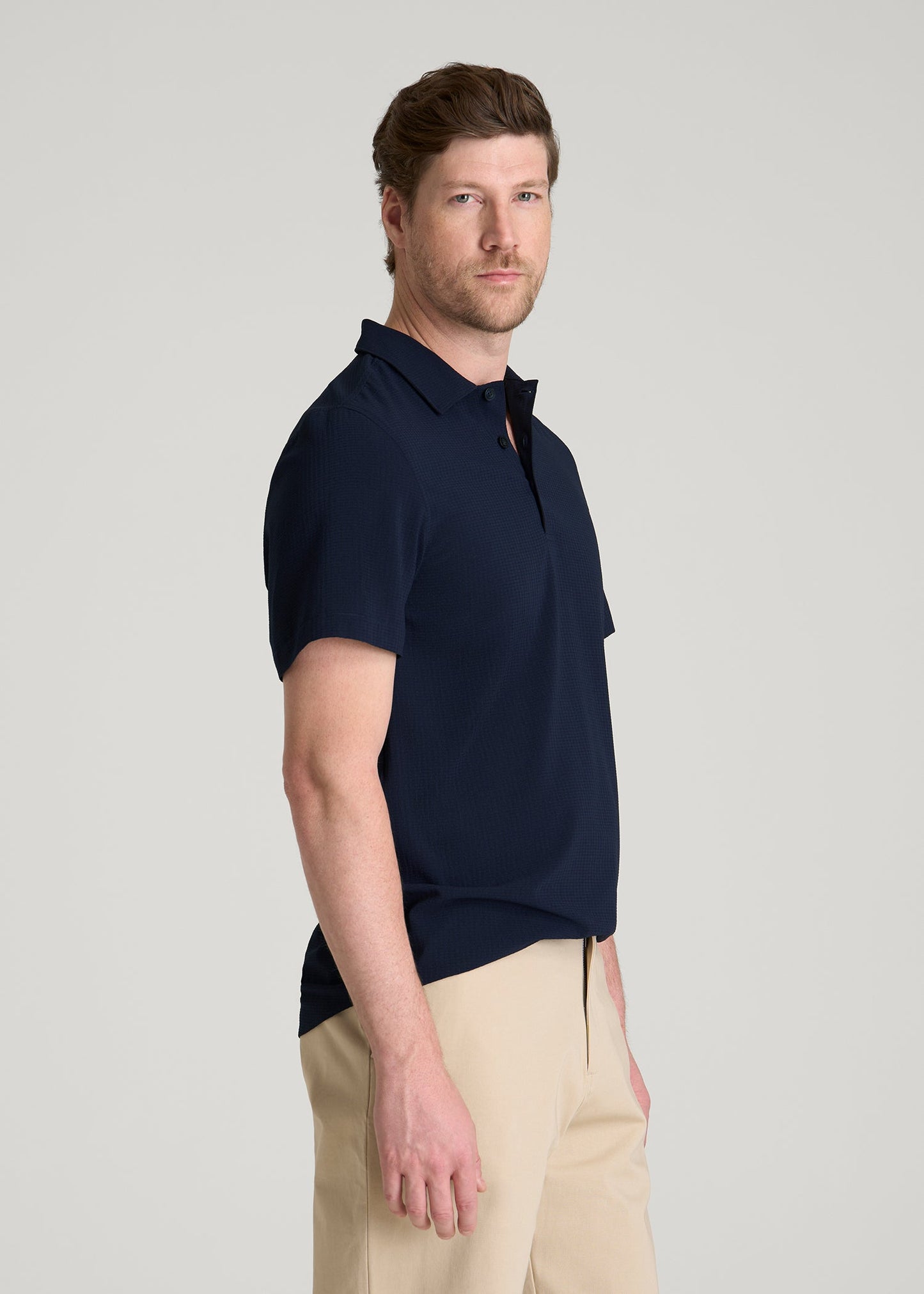 Coastal Perforated Polo for Tall Men in Patriot Blue
