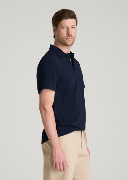 Coastal Perforated Polo for Tall Men in Patriot Blue