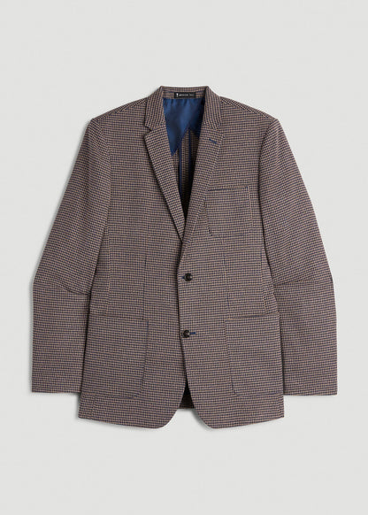 Core Blazer for Tall Men in Brown and Blue Mini Houndstooth