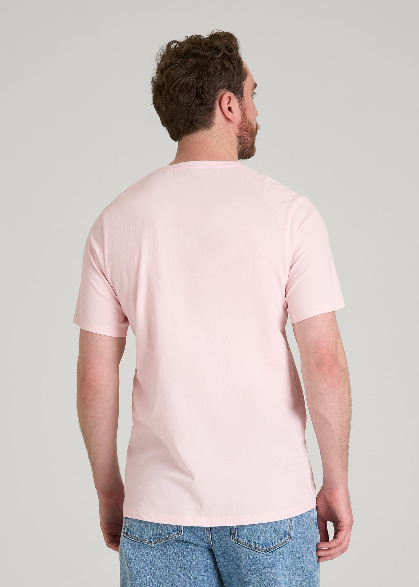Core Cotton Crewneck Tee for Tall Men in Barely Pink