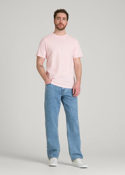 Core Cotton Crewneck Tee for Tall Men in Barely Pink