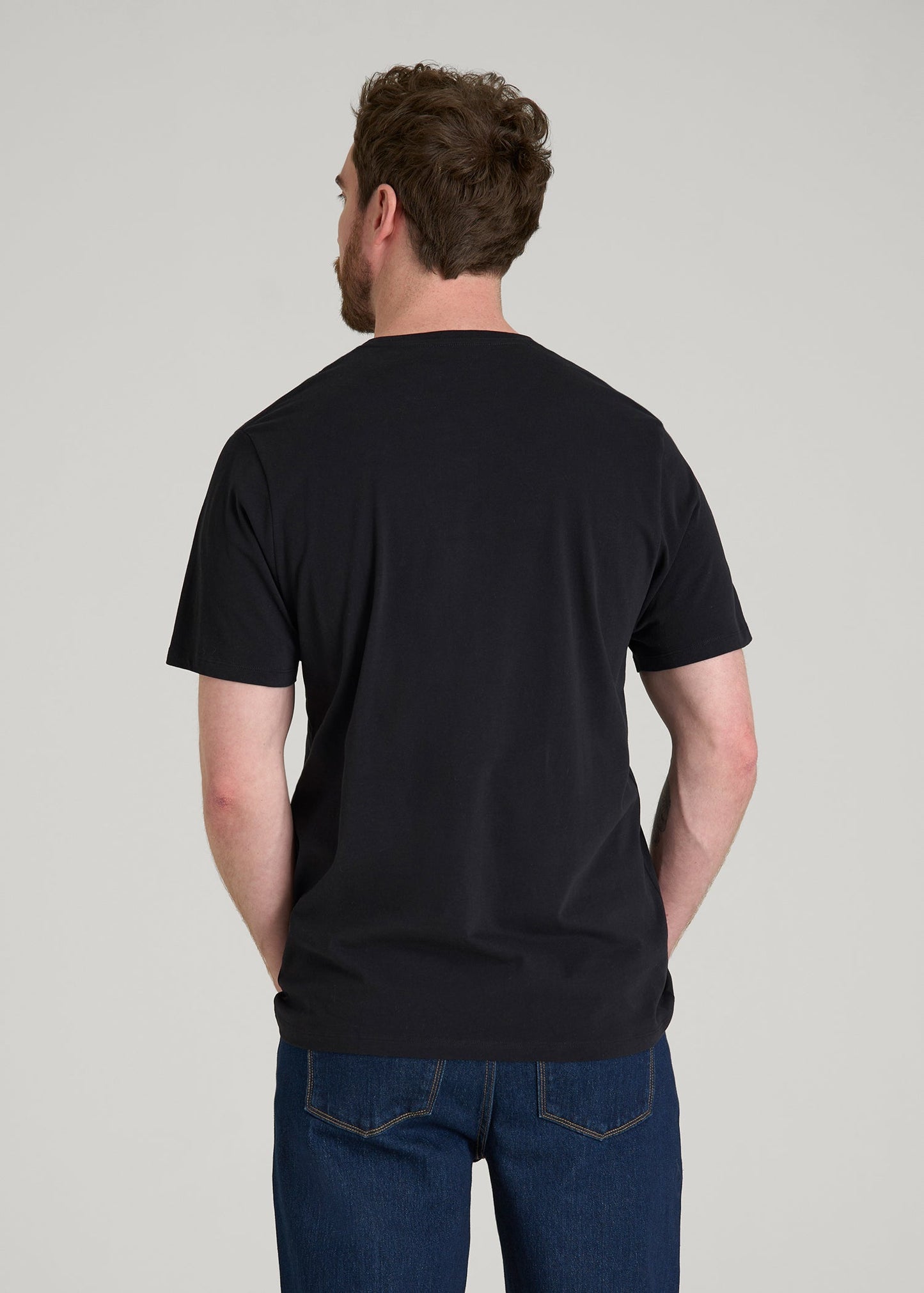 Core Cotton Crewneck Tee for Tall Men in Black