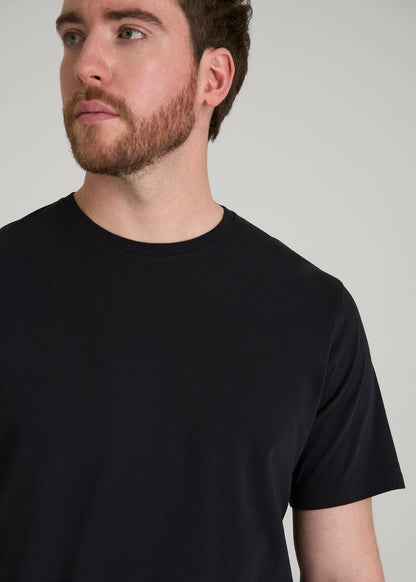Core Cotton Crewneck Tee for Tall Men in Black