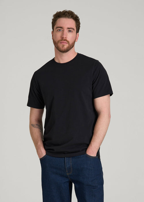 Core Cotton Crewneck Tee for Tall Men in Black