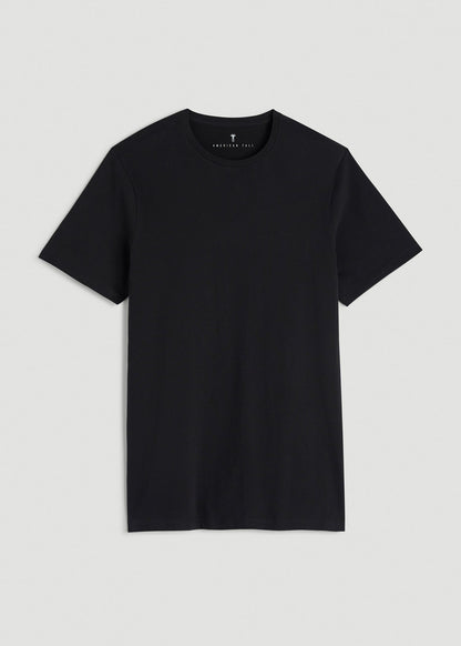 Core Cotton Crewneck Tee for Tall Men in Black