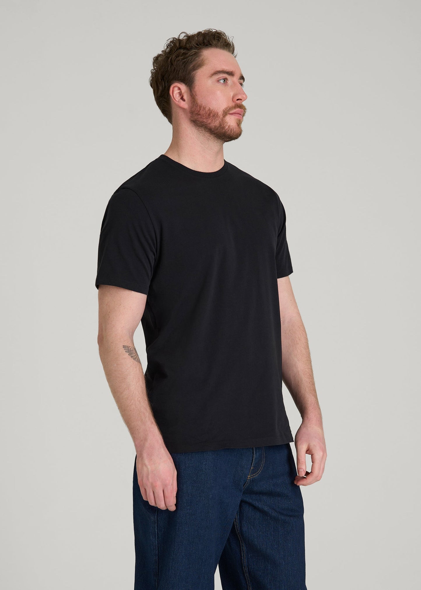 Core Cotton Crewneck Tee for Tall Men in Black
