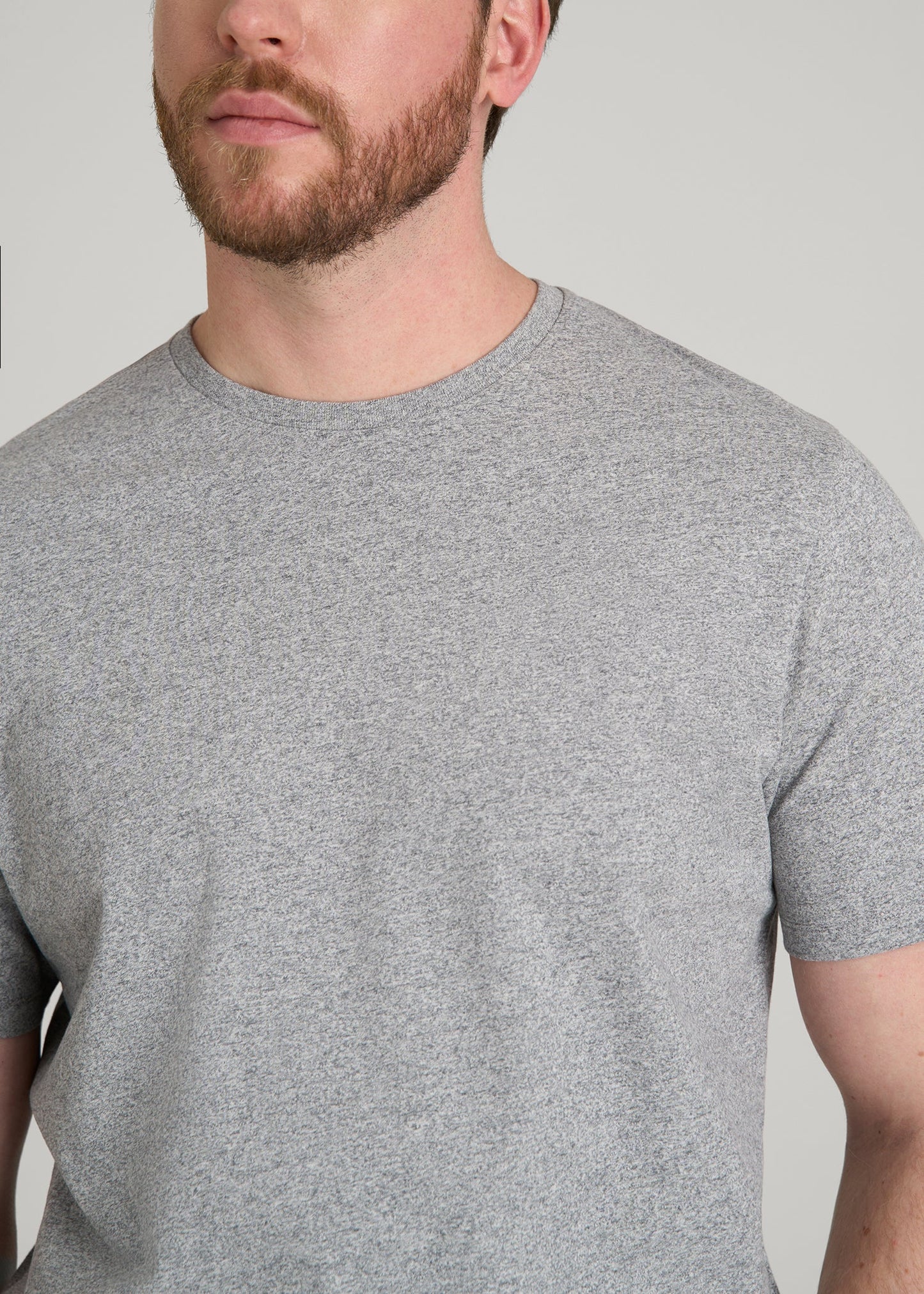 Core Cotton Crewneck Tee for Tall Men in Heathered Grey