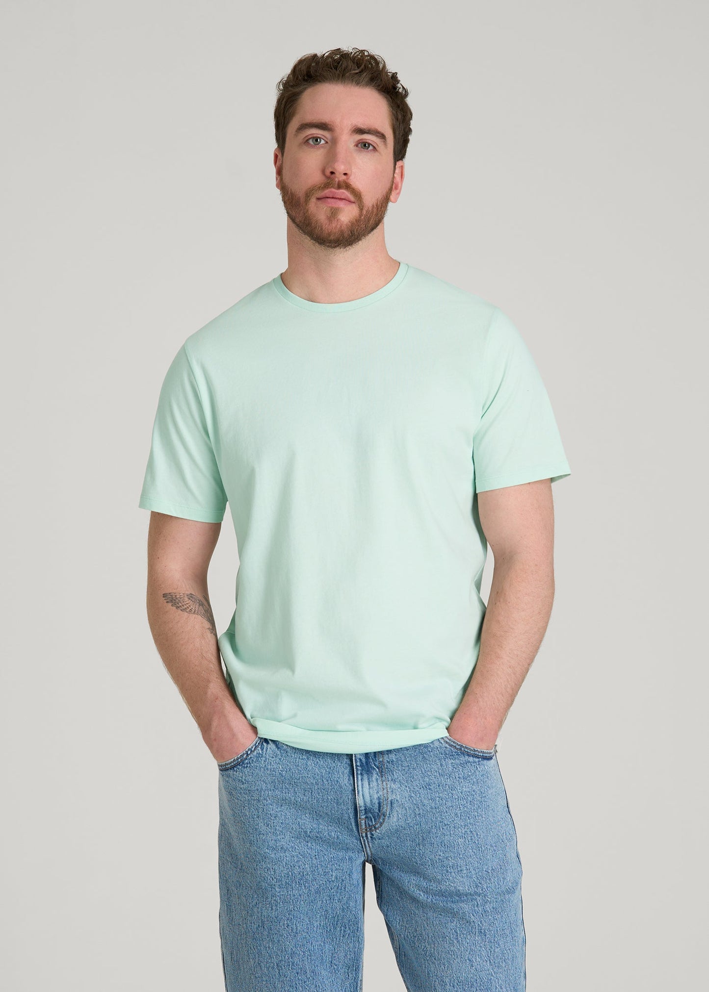 Core Cotton Crewneck Tee for Tall Men in Opal Blue