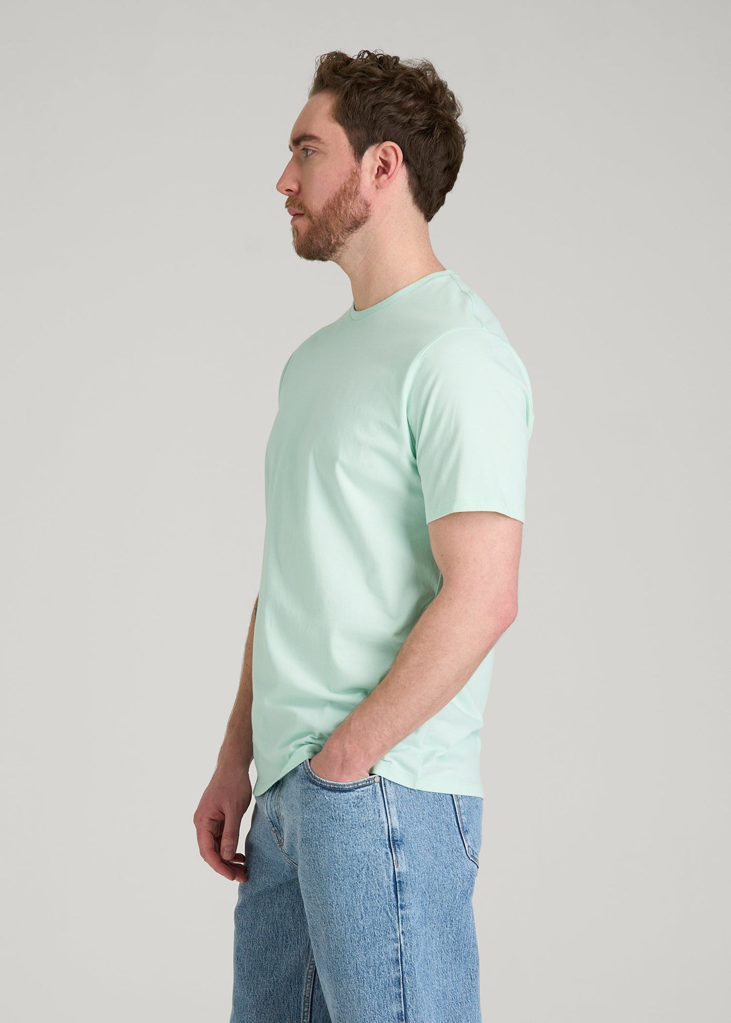 Core Cotton Crewneck Tee for Tall Men in Opal Blue