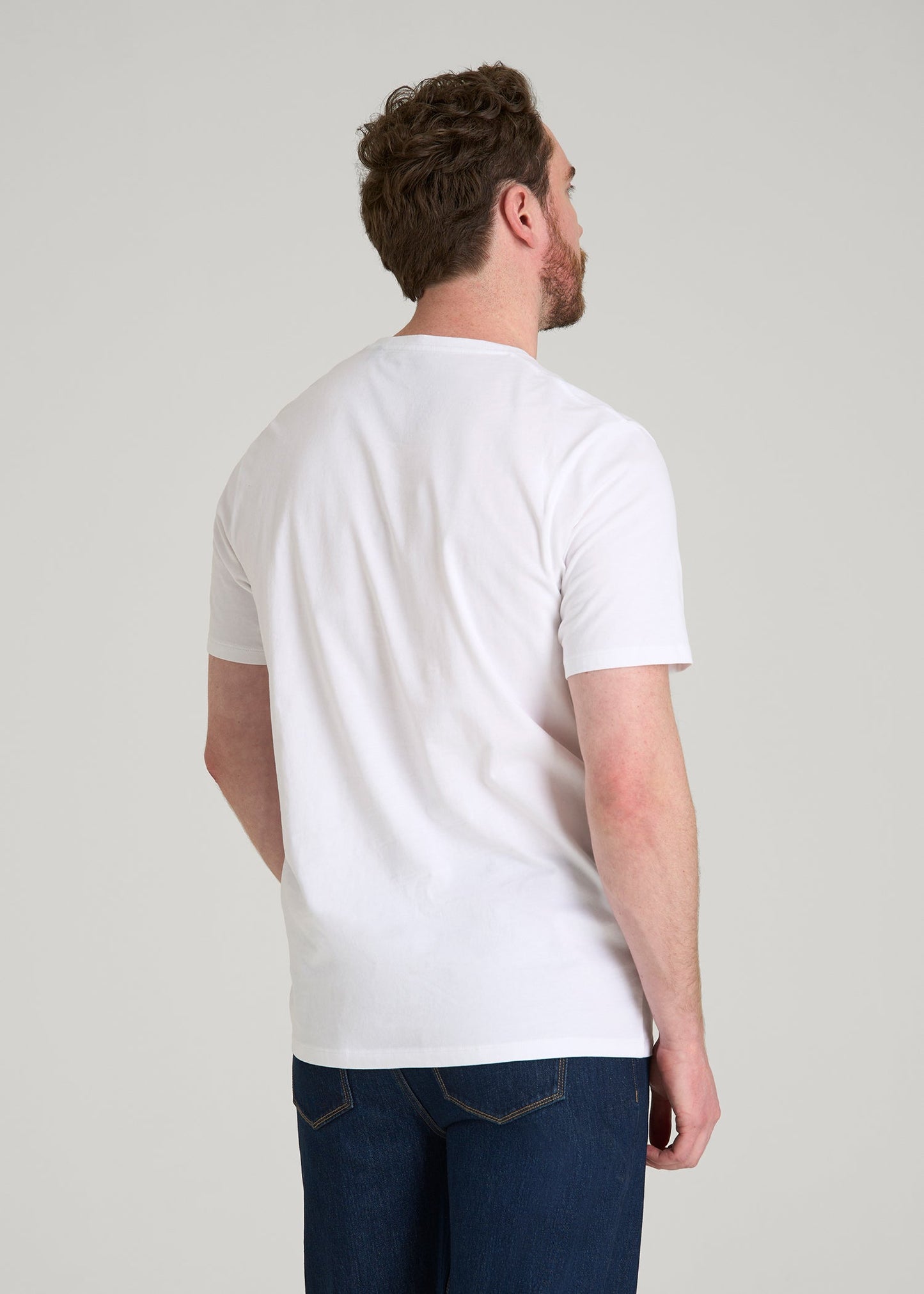 Core Cotton Crewneck Tee for Tall Men in White