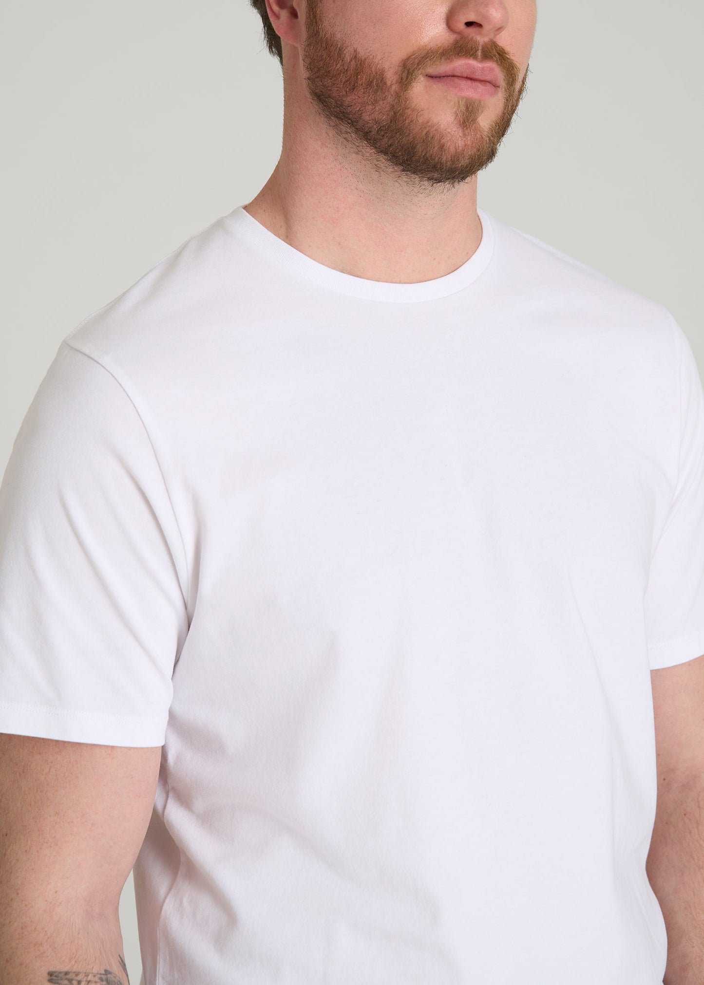 Core Cotton Crewneck Tee for Tall Men in White