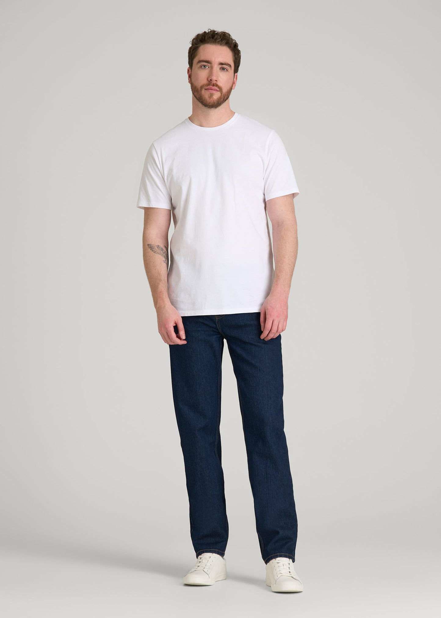 Core Cotton Crewneck Tee for Tall Men in White