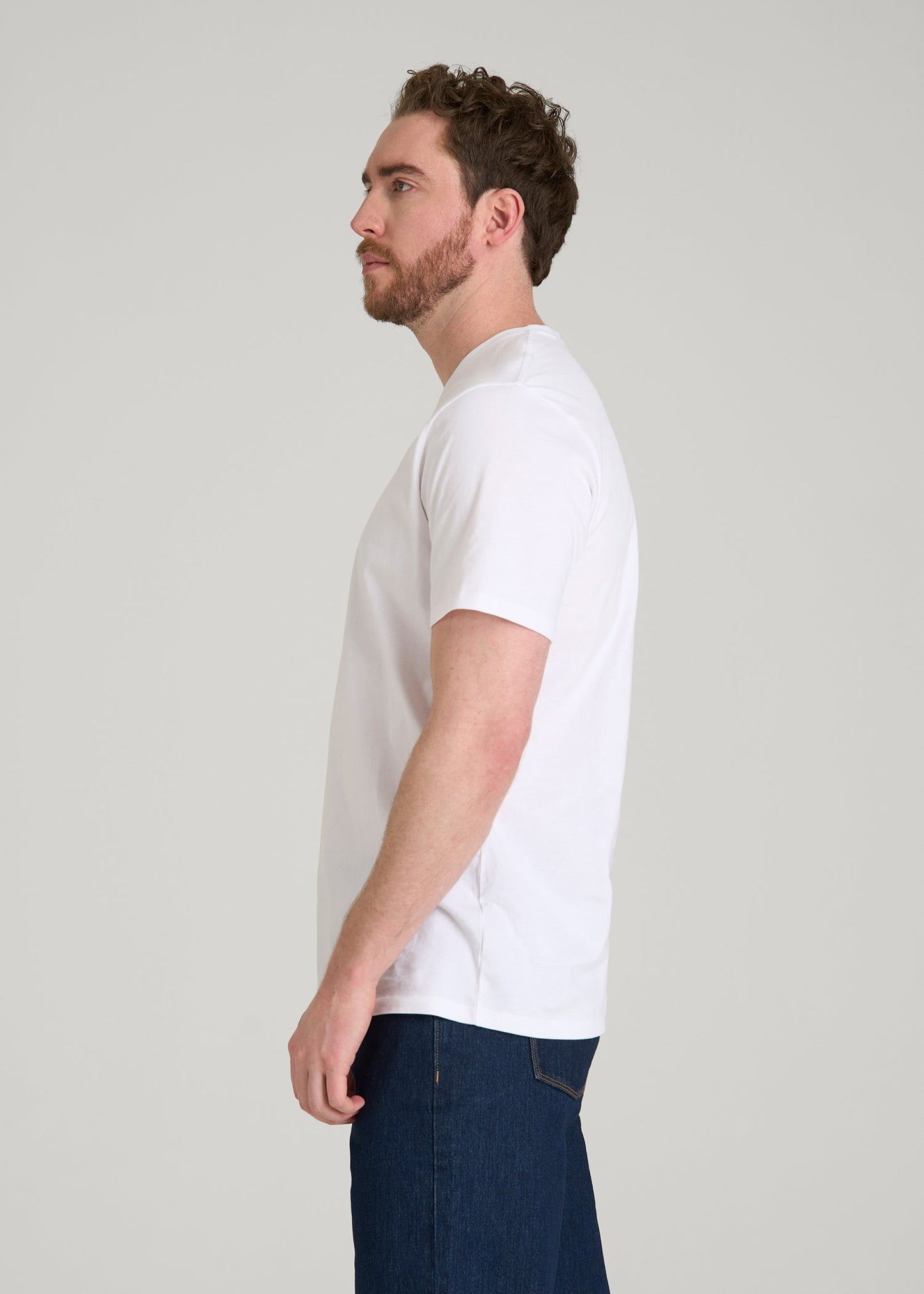 Core Cotton Crewneck Tee for Tall Men in White