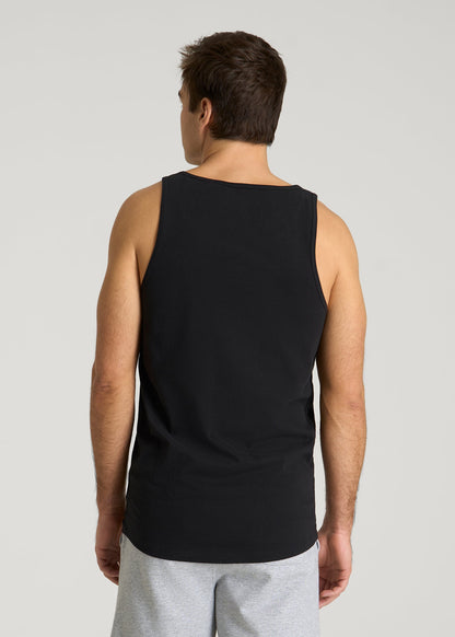 Core Cotton Tank for Tall Men in Black