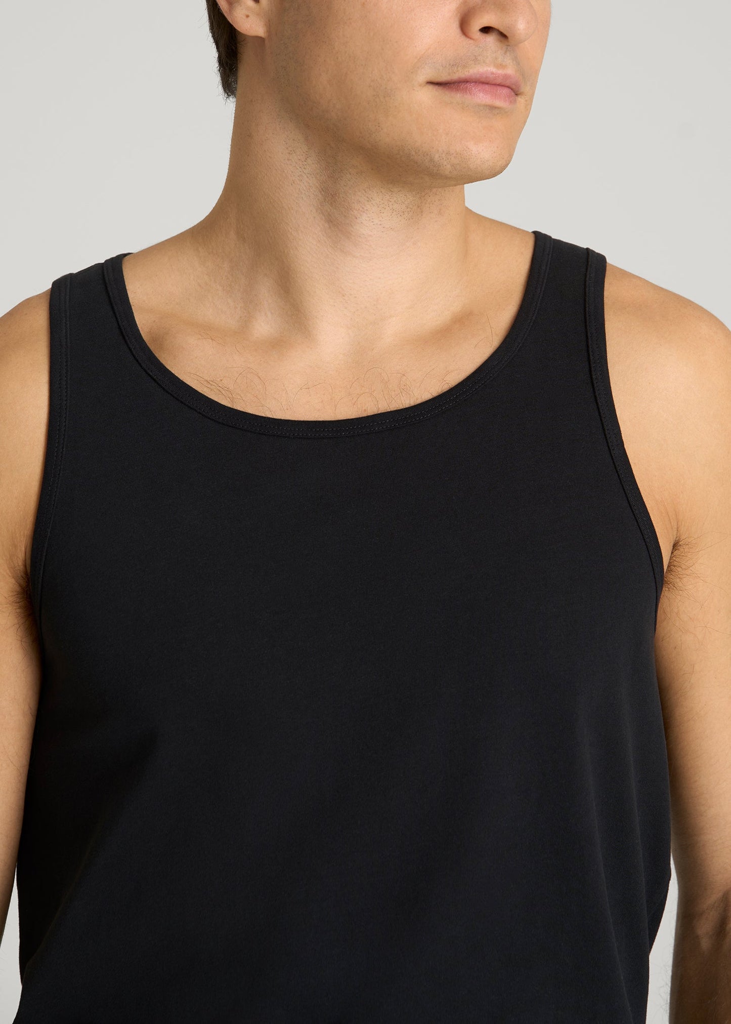 Core Cotton Tank for Tall Men in Black