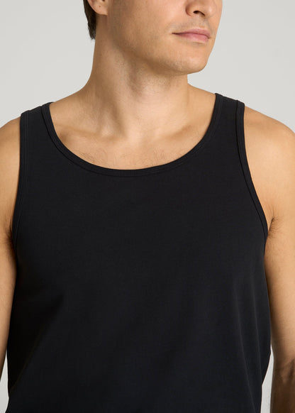 Core Cotton Tank for Tall Men in Black