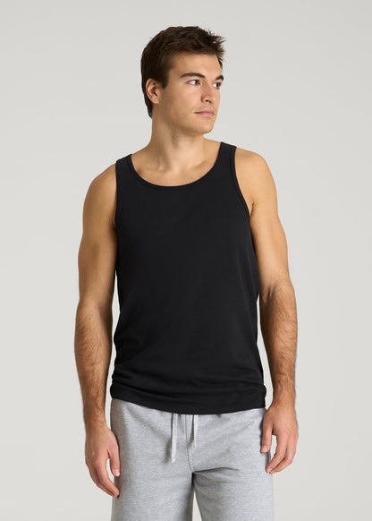 Core Cotton Tank for Tall Men in Black