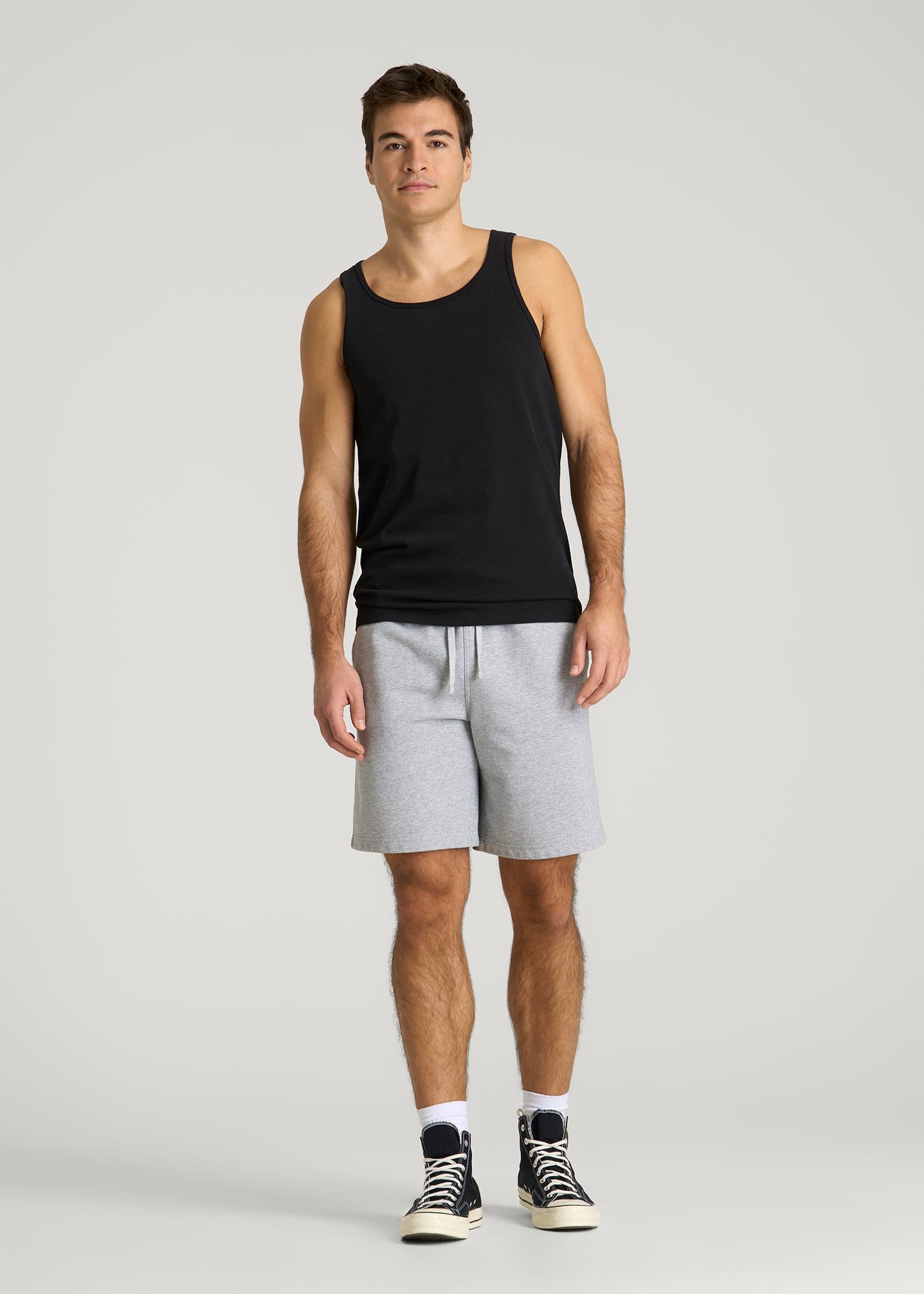 Core Cotton Tank for Tall Men in Black