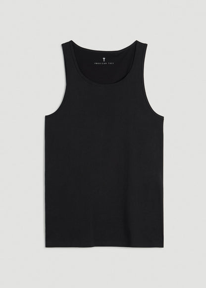 Core Cotton Tank for Tall Men in Black