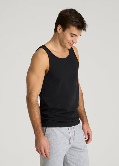 Core Cotton Tank for Tall Men in Black