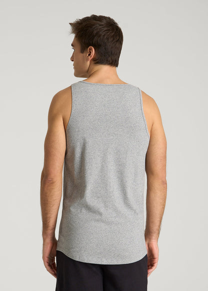 Core Cotton Tank for Tall Men in Heathered Grey
