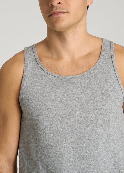 Core Cotton Tank for Tall Men in Heathered Grey